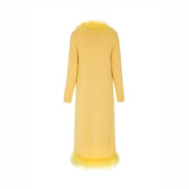 “YELLOW CARDIGAN” WITH LAMA FUR DÉCOR