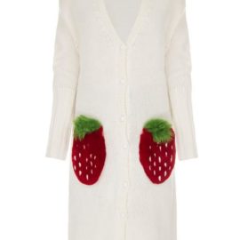 Strawberry long white cardigan