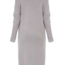 Red hearts long grey cardigan