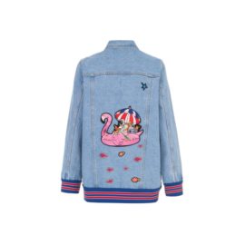 Denim jacket with embroidered applique