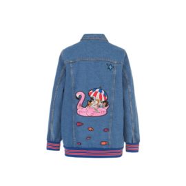 Dark Denim jacket with embroidered applique