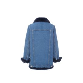 Blue fur denim jacket