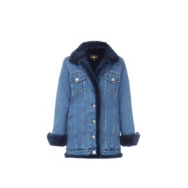Blue fur denim jacket