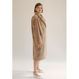 Beige rex fur coat