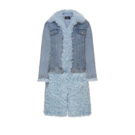 Long denim jacket with kalgan fur