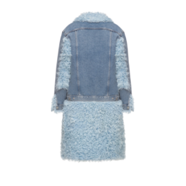 Long denim jacket with kalgan fur