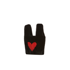 Mink fur bag with heart application