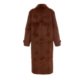 Rabbit fur coat with leopard print and shiny buttons