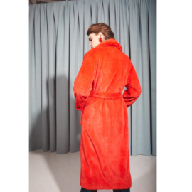 RED FAUX FUR ROBE COAT