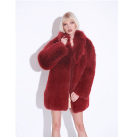 CHERRY ARCTIC FOX FUR COAT