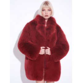 CHERRY ARCTIC FOX FUR COAT