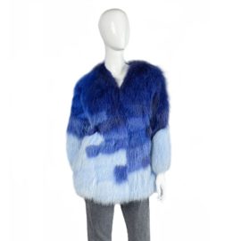 BLUE MULTICOLOR ARCTIC FOX FUR COAT