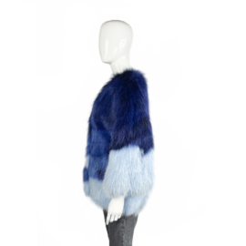 BLUE MULTICOLOR ARCTIC FOX FUR COAT