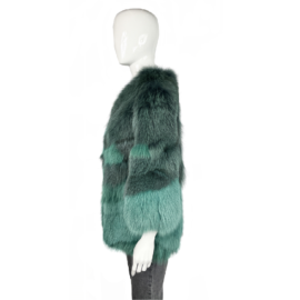 GREEN MULTICOLOR ARCTIC FOX FUR COAT